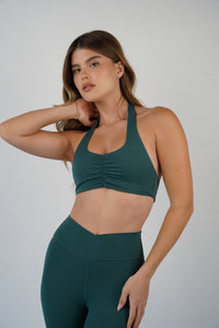 Halter scrunch טופ ירוק