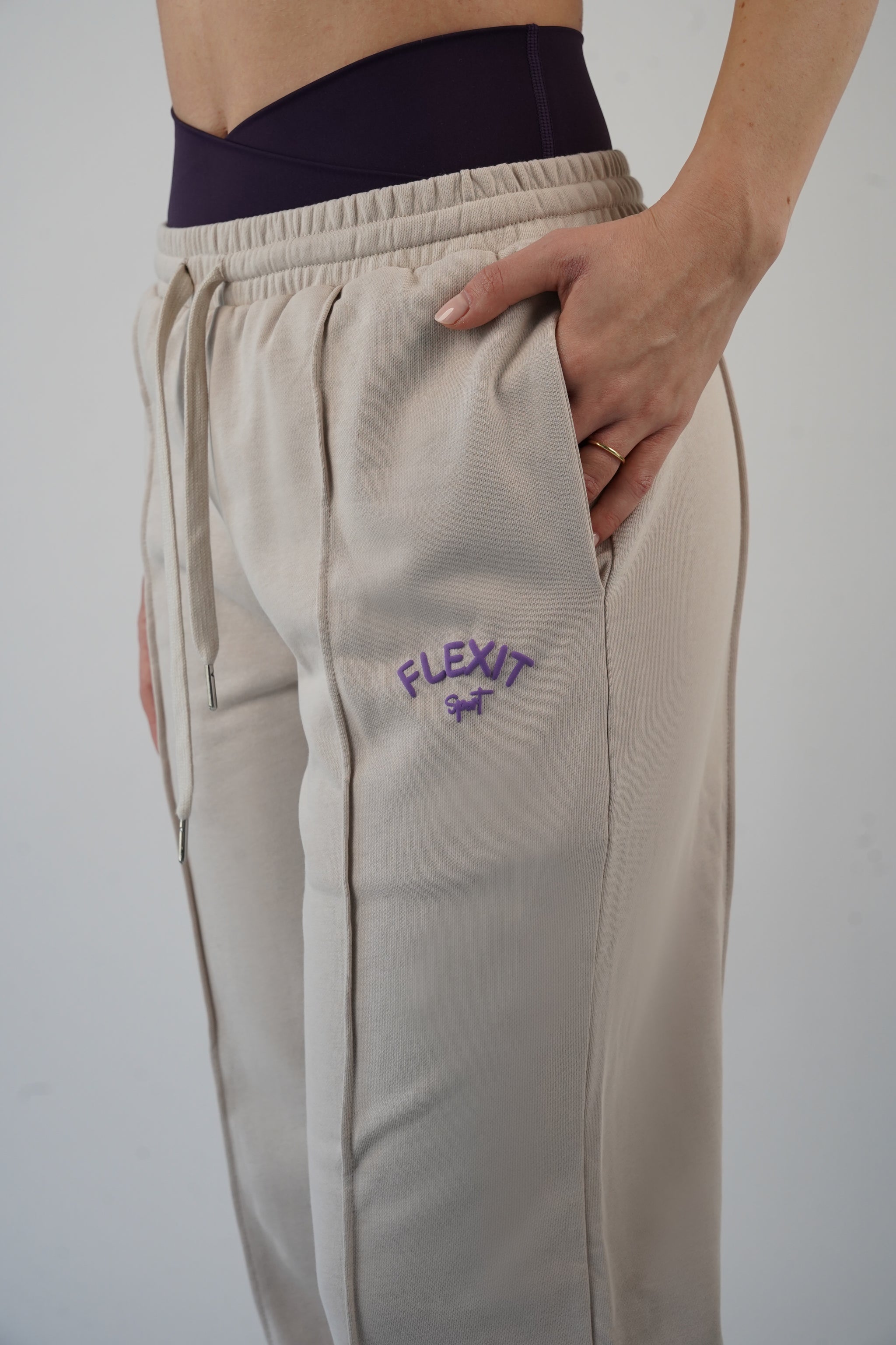 Straight leg מכנסיים קרם