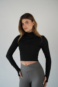 Crop ג׳קט שחור