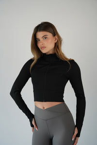 Crop ג׳קט שחור