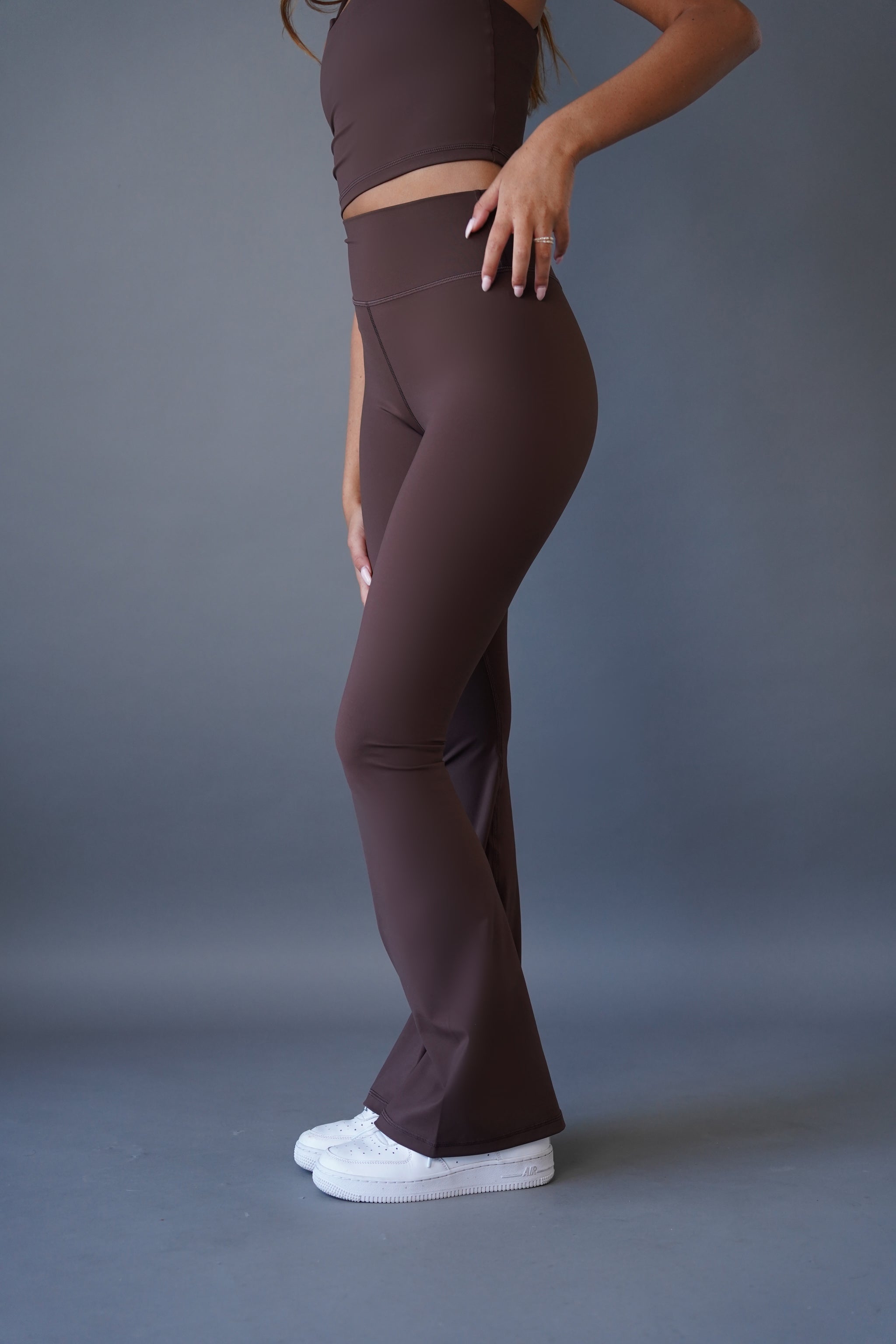 Flared&Tank top סט חום שוקולד
