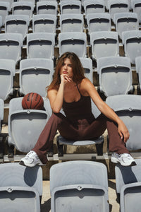 Flared&Tank top סט חום שוקולד