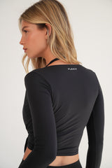 Smock עליונית קשירה שחור