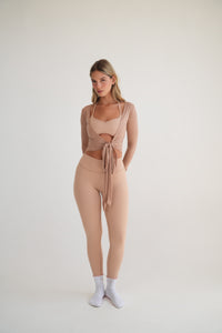 Smock עליונית קשירה קרמל