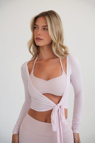 Smock עליונית קשירה ורוד