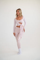 Smock עליונית קשירה ורוד