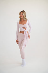Smock עליונית קשירה ורוד