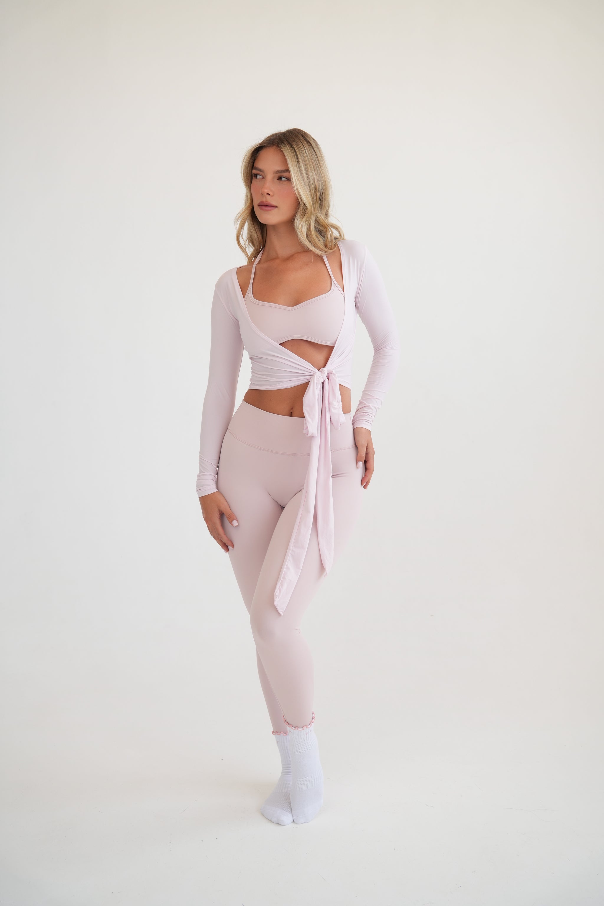 Smock עליונית קשירה ורוד
