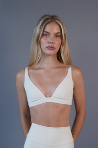 Cream V-neck bra